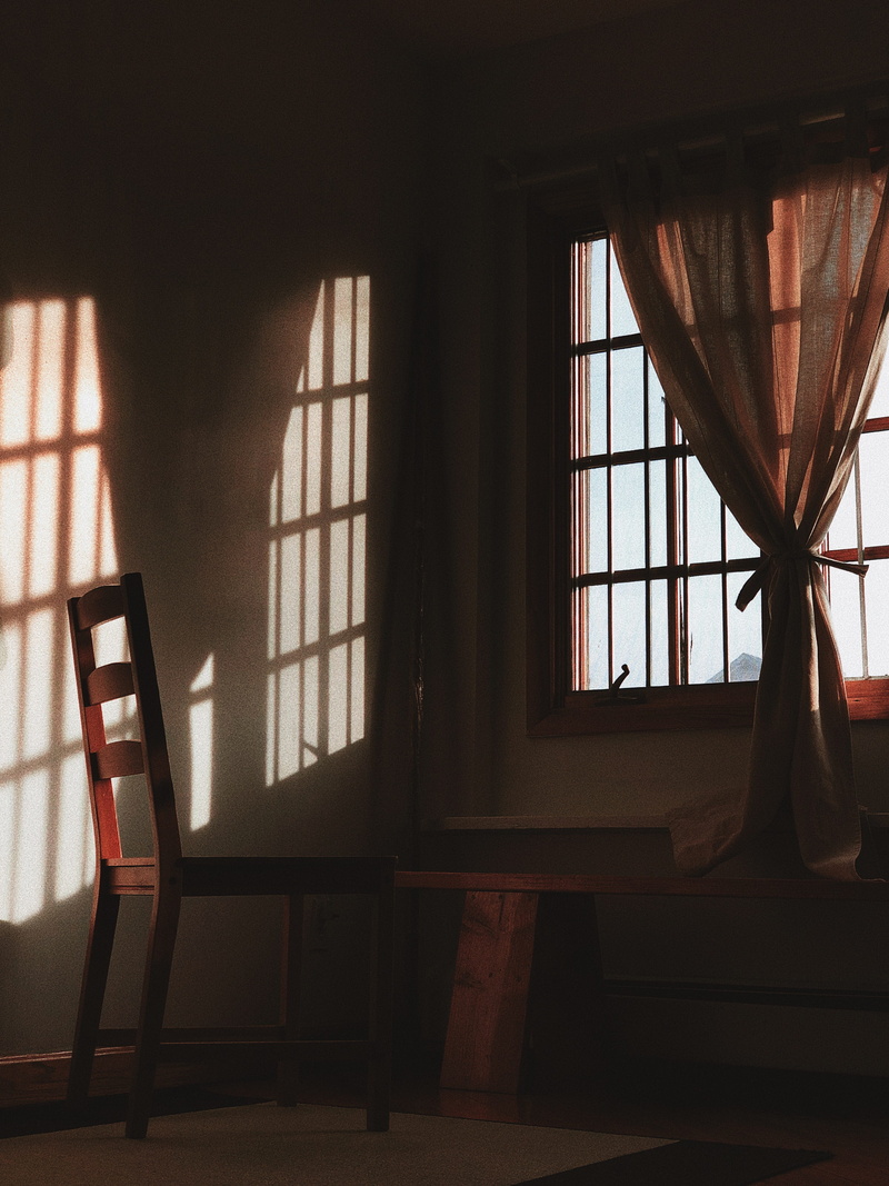 plywood, indoors, wall, curtain, wood - material, chair, glass - material, nature, picture window, home interior, day, seat, home decor, couch, banister