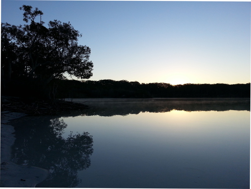 idyllic, outdoors, sunrise, tranquility, clear sky, fraser island, nature, water, reflection, tranquil scene, sunset, waterfront, mirror, australia, no people
