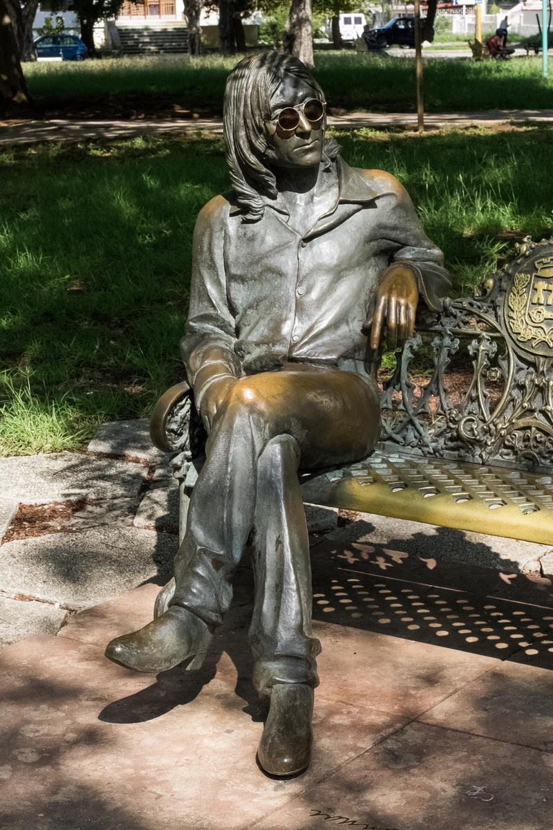 park, human representation, statue, full length, 4K, bronce statue, john, lennon, craft, representation, art and craft, sculpture, sunlight, architecture