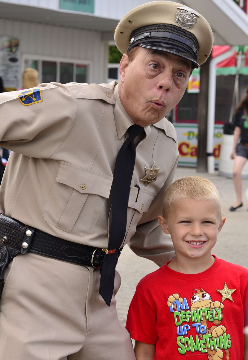 barney fife, 2K, fair, smiling, mature men, happiness, police, impersonator, real people, son, portrait, togetherness, two people, males, boy, front view
