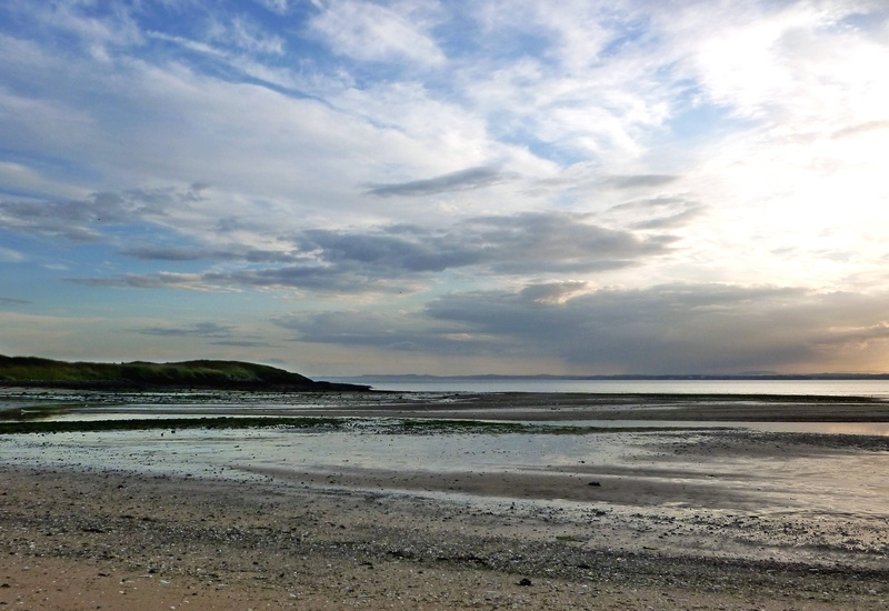 sand, beauty in nature, evening, horizon over water, scotland, no people, low tide, tranquility, sunset, horizon, sky, land, 4K, cloud - sky, coast, sea