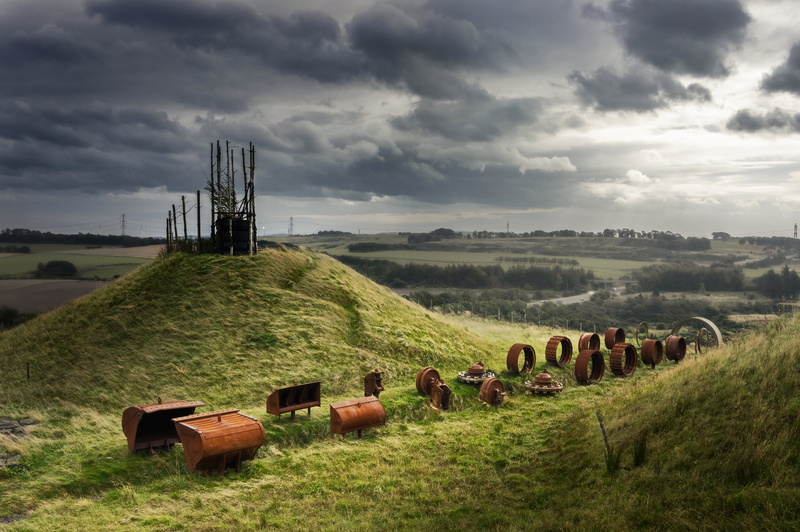 Project, machinery, steel, cloudy, field, Kelty, agriculture, Fife, green, nature, hill, 5K, industry, gray, brown, green hill, Earth, abandoned  mine