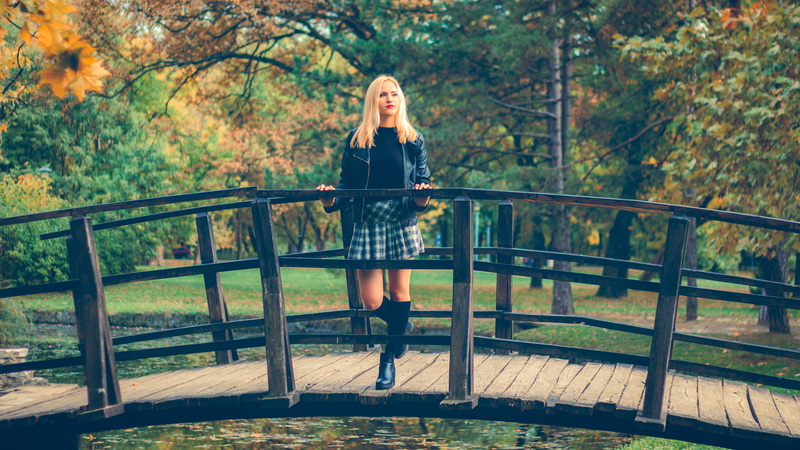 leisure activity, topčider park, woods, blonde, outdoors, nature, fall, one person, tree, railing, women, plant, beograd, green, autumn, adult, trees, fashion
