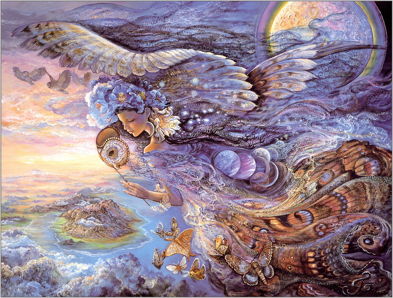 fractal, ornate, art, spirituality, vertebrate, indoors, animal wildlife, wings, fantasy, digital composite, fairy, girl, nature, Josephine Wall, creativity