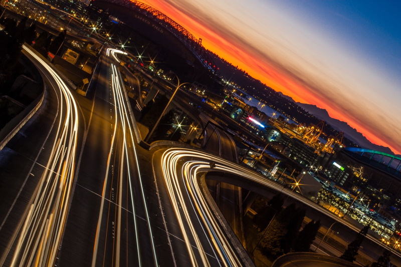 washington, art, architecture, offices, port, docks, buildings, cities, bridges, monorail, seattle, storehouses, night, city, stores, downtown, usa, jet city