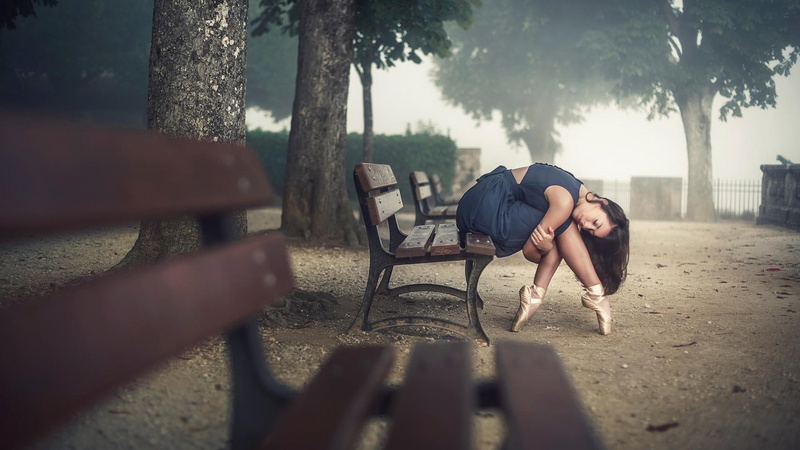 benches, wooden, parks, ballet, bench, shoes, girl, 1080P, desktop, brown, pointe shoes, pointe