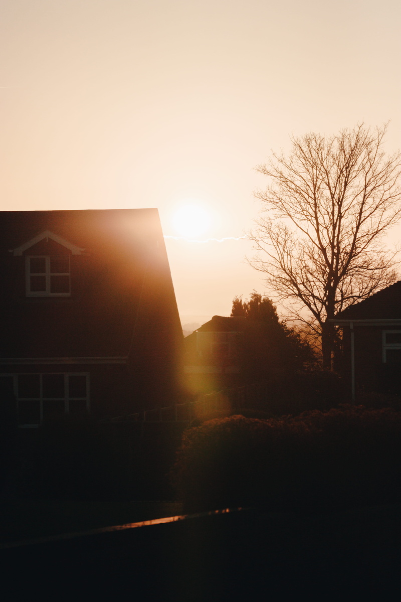 street, house, lincolnshire, transportation, sunlight, sunset, sunbeam, sun, sunrise, architecture, united kingdom, nature, city, building, tree, outdoors