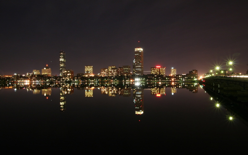 city, dark, 2K, background, town, boston, night