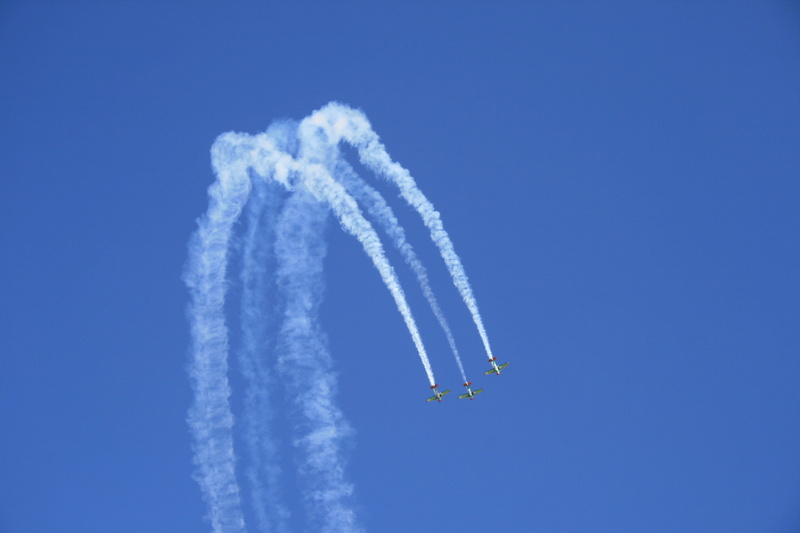 north american harvard, air display, air vehicle, blue sky, transportation, cloud - sky, on the move, fixed wing aircraft, nature, smoke trails, smoke - physical structure