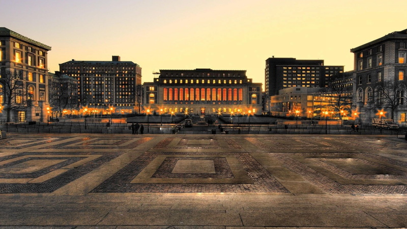 night, butler library, new, orange, 1080P, landmark, university, butler, famous, columbia, hd, new york, lights, york, library