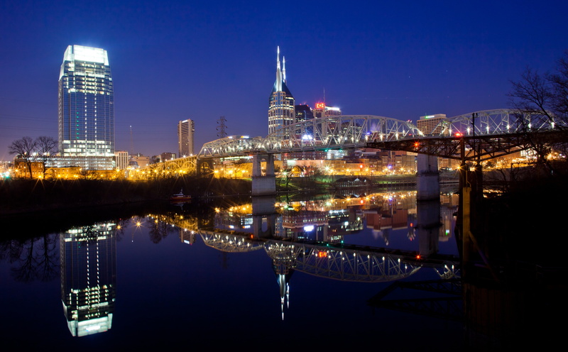 United States of America, white, architecture, 5K, travel destinations, building exterior, reflection, skyscraper, Tennessee, Cumberland River, water