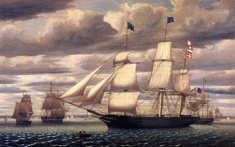 boston, harbor, clipper, southern, leaving, 1080P, ship, cross