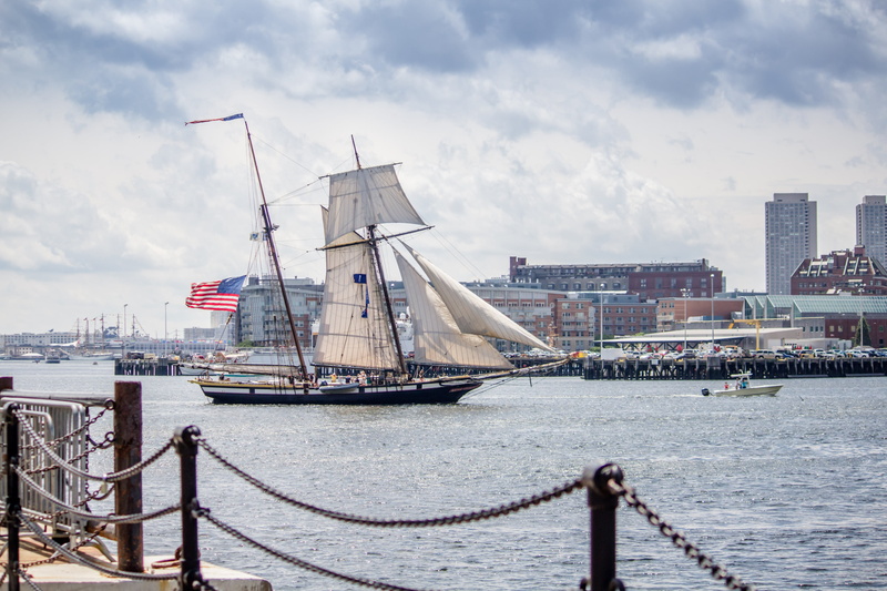 connection, boston harbor, built structure, ocean, 4K, tall ship, flag, travel, outdoors, sky, transportation, sail, water, nature, boat, harbor, tall ships