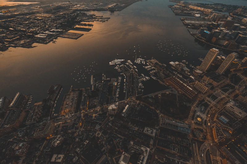 4K, outdoors, boats, modern, day, city, residential district, office building exterior, skyscraper, building exterior, no people, building, built structure