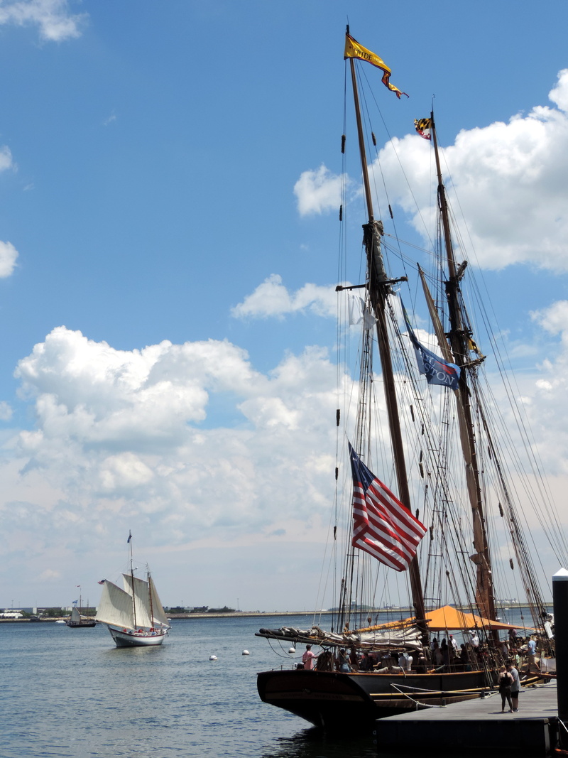 sky, ship, day, transportation, independence, sailing, nature, person, pole, nautical vessel, national icon, harbor, waterfront, vehicle, boston, symbol