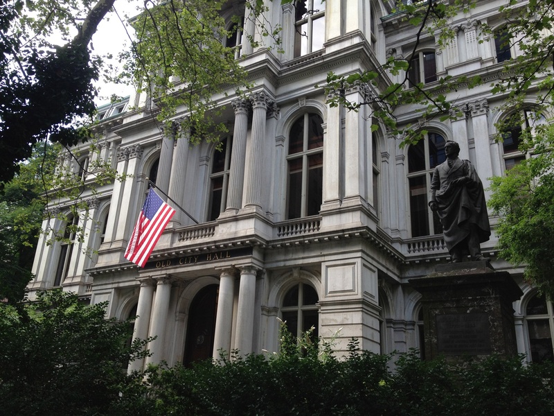 building exterior, growth, plant, tree, outdoors, hall, city, built structure, low angle view, national, old city hall, exterior, day, no people, old, patriotism