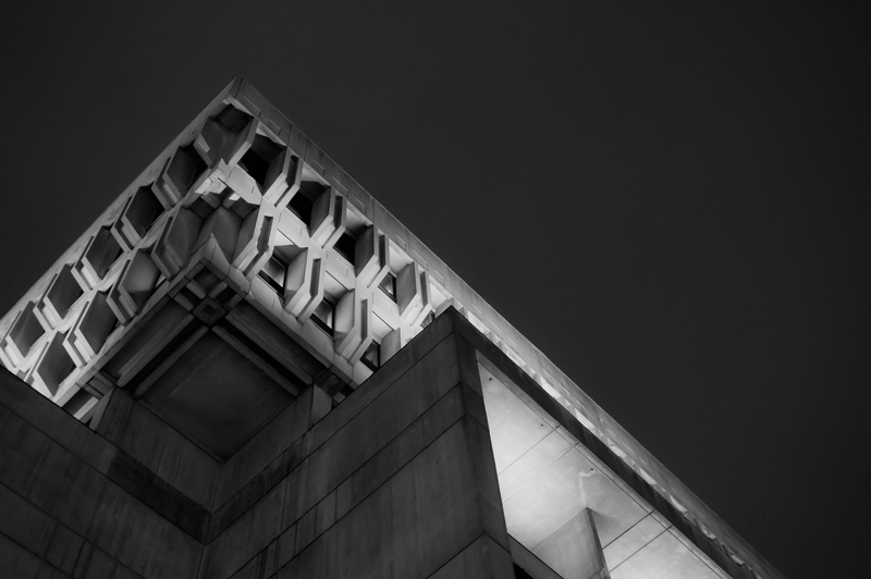 built structure, illuminated, brutalism, building exterior, copy space, geometric shape, nature, sky, boston, no people, ceiling, boston city hall, design