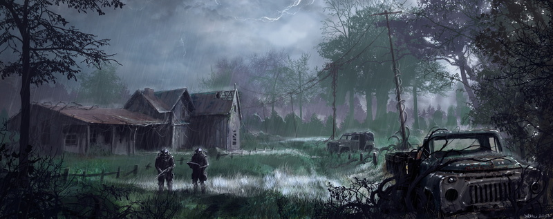 rural Scene, woodland, scenics, stalkers, forest, farm, abandoned, mystery, people, cultures, grass, spooky, horror, tree, machine, rain, soldiers, beside