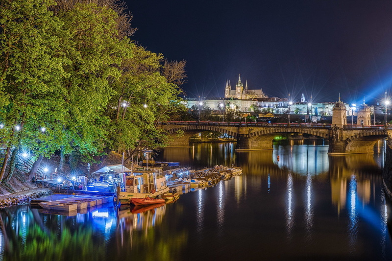 photo, the evening, lights, island, 1080P, Prague, home, Slavic