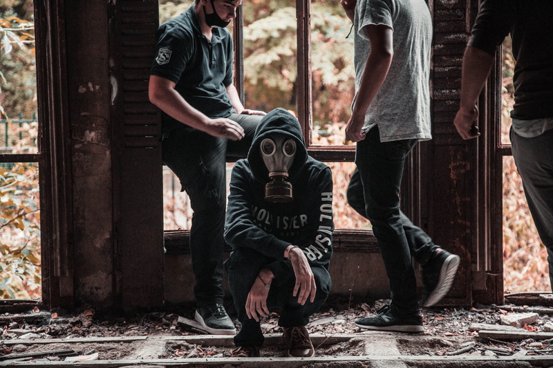 disguise, fear, urban, adult, people, caucasian Ethnicity, urban Scene, outdoors, graffiti, men, rebel, nightmare, mask, vandal, real People, friendship