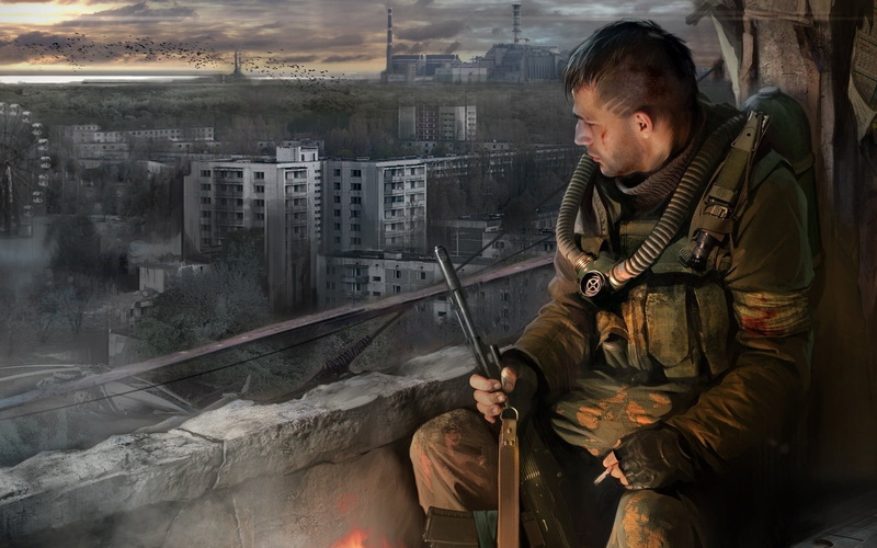 clothing, call, building exterior, city, looking, architecture, young men, holding, built structure, rifle, male, three quarter length, illustration, outdoors