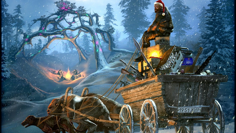 STALKER: Call of Pripyat, fire - natural phenomenon, fire, snowing, event, container, flame, tree, no people, 1080P, outdoors, celebration, decoration