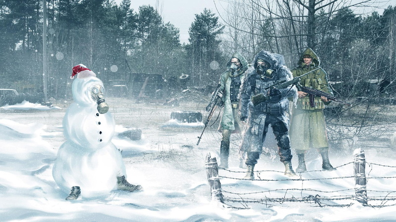 s, t, k, illustration, e, 1080P, soldiers, mask, snowman, stalker, 1920x1080, gas, s.t.a.l.k.e.r., games, r, l
