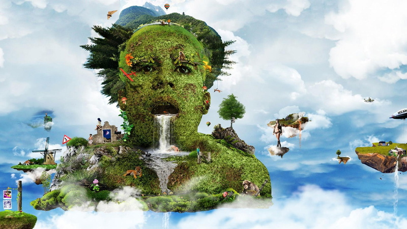 poster, island, creatures, human, collages, abstract, 1080P, form, earths, 3d and abstract