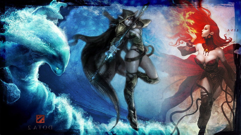 paint, Drow Ranger, nature, female likeness, blue, Lina, dancing, women, outdoors, Dota 2, craft, arts culture and entertainment, human representation