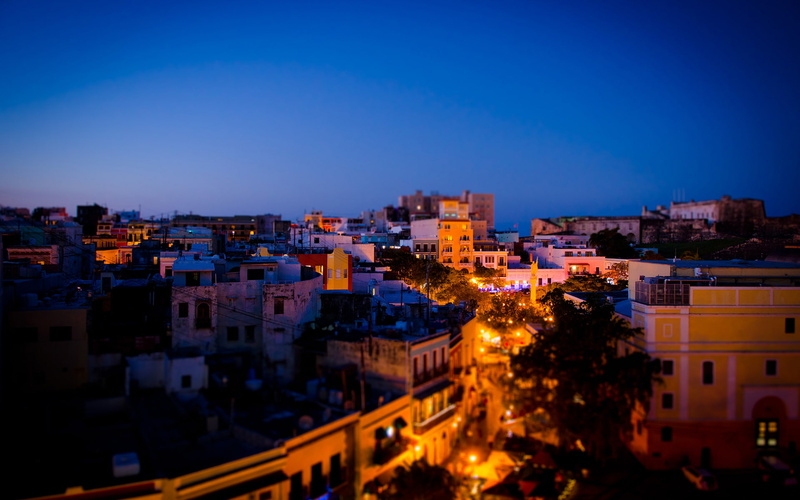 buildings, evening, town, lights, architecture, cities, tiltshift, sky, 1080P, night