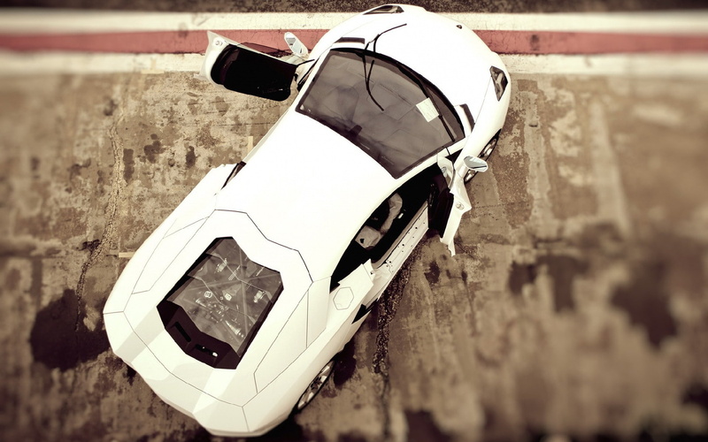 lamborghini, art, cars, aventador, blur, auto, hd, effects, tiltshift, x, white, 1080P