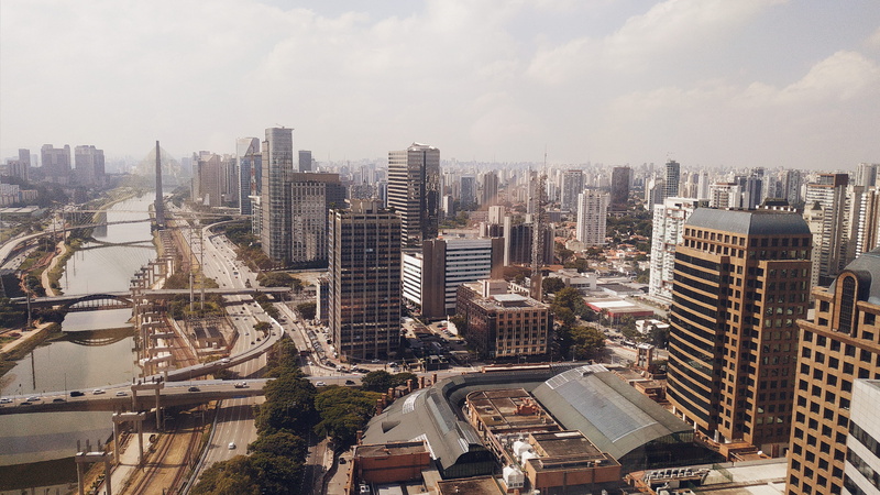 high rise, urban, tall - high, office building exterior, são paulo, marginal pinheiros, high angle view, built structure, landscape, office building, downtown