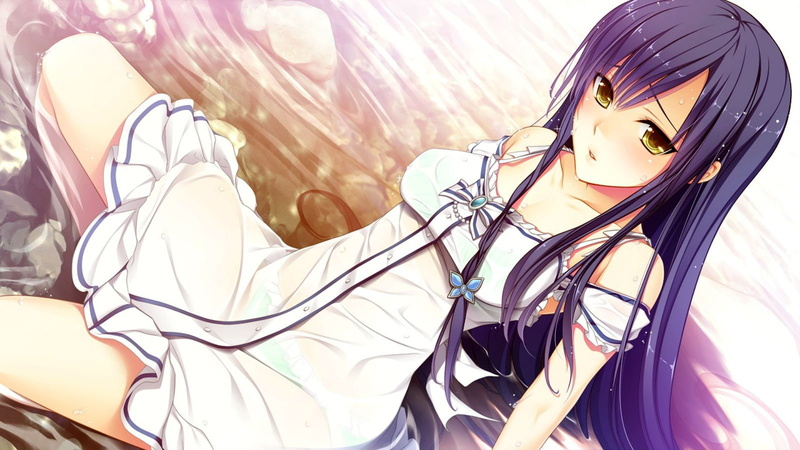 dress, long, yume, amane, mirai, hair, blue, rikka, hoshi, wet, koizumi, yellow, 720P, eyes, water, narusawa, ori, game