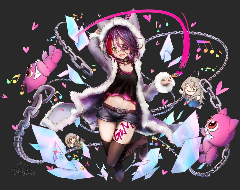 animal, konachan, hoshi, nono, short, hayasaka, signed, purple, mirei, eyepatch, morikubo, 1080P, shorts, 260149, idolmaster, ears, hair, doll, brown