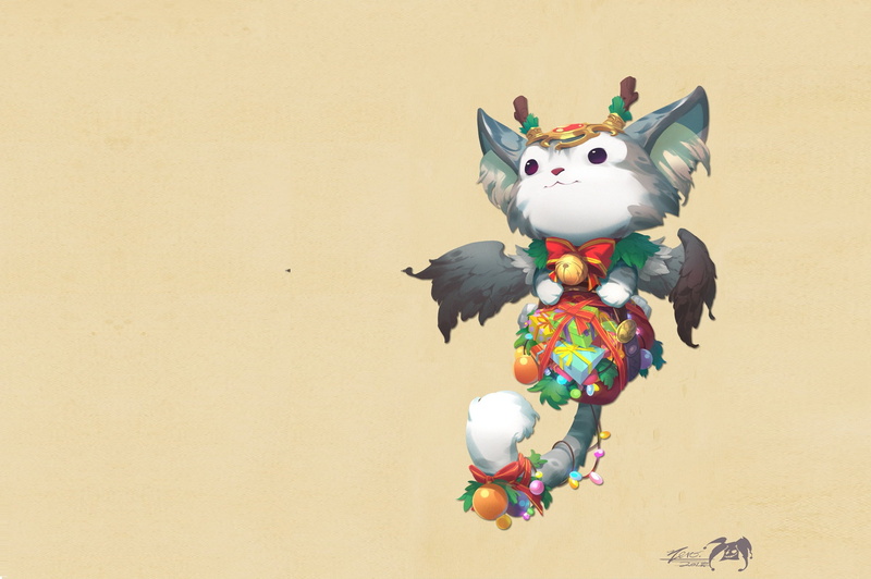 pet, fantasy, gift, New year, kodomo no hi, wings, Christmas Kitten, Yare Yue, 1080P, neko, cat, art, garland