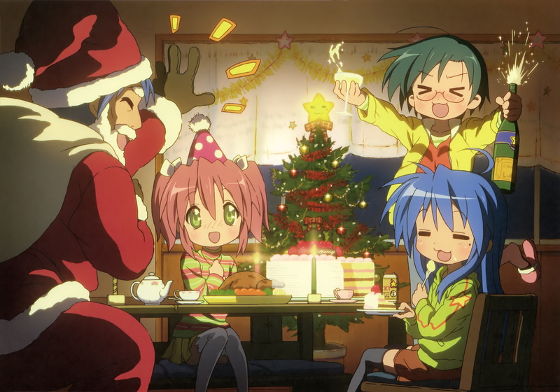 kobayakawa, konata, star, yutaka, seiichi, 4K, yui, akitake, soujirou, izumi, scan, christmas, lucky, narumi