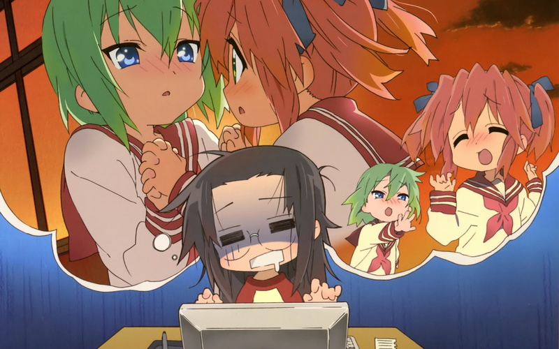 hiyori, star, glasses, hair, iwasaki, tamura, lucky, minami, green, yutaka, 1080P, kobayakawa