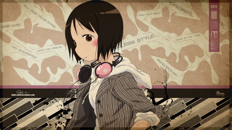2K, girls, headphones, marshmallows, black, ichigo, hoodies, nobue, eyes, mashimaro, brown, cigarettes, hair, blush, strawberry, ito, jackets, short, anime