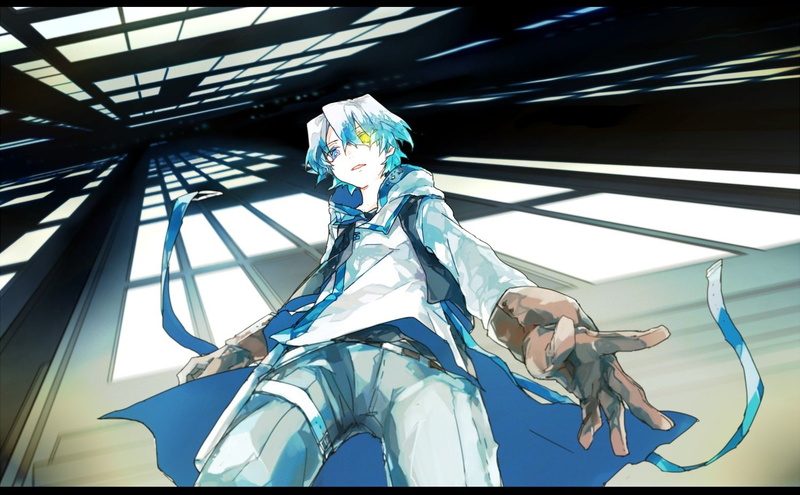 720P, gloves, haruu, building, male, bicolored, eyes, shun