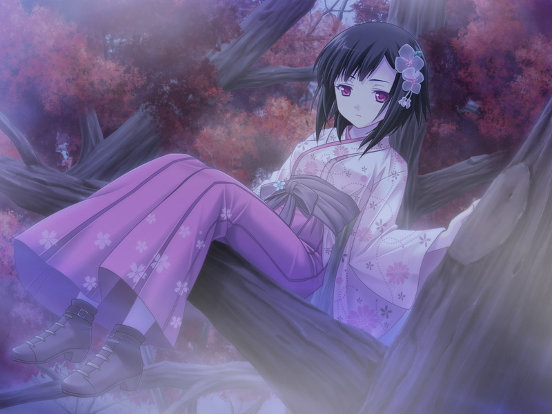 mo, kitto, Black, hair, short, game, 720P, yasuyuki, clothes, kimono, japanese, tree, waka, red, eyes, yori, asairo, todoku, sumiwataru