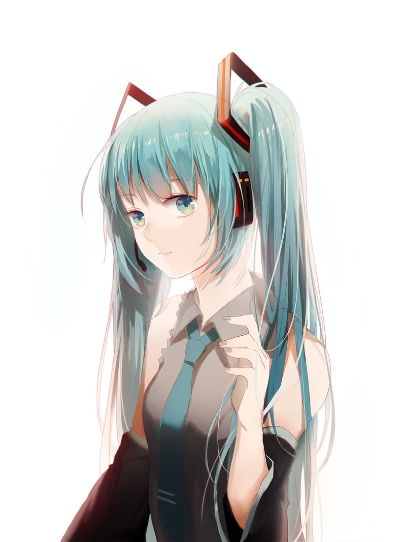 anime girls, headphones, 1080P, long hair, Vocaloid, blue hair, Hatsune Miku, anime