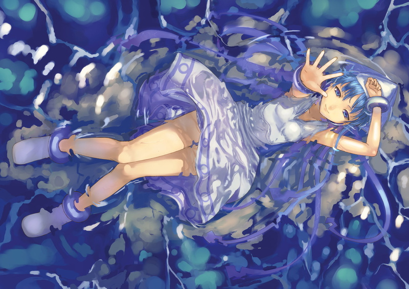 day, anime, anime girls, Shinryaku! Ika Musume, full frame, no people, celebration, indoors, shape, close-up, art and craft, blue hair, blue eyes, blue