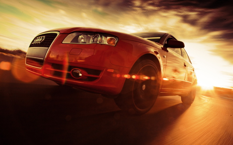 cars, b, hd, red, german, sunny, lowangle, art, blurre, blurred, shadows, audi, shot, Clouds, vehicles, sun, 2K