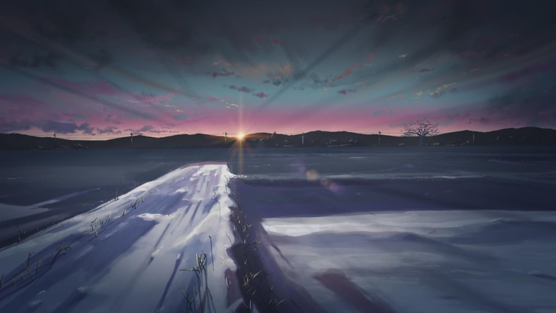 centimeters, makoto, per, second, fields, 1080P, japan, shinkai, skyline, Winter, hd, anime, art, x, wallpape, snow, nature
