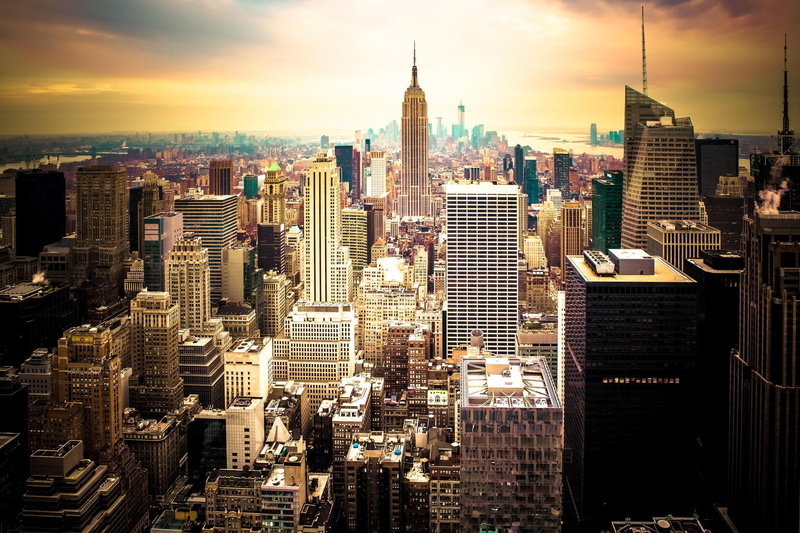america, city, 1080P, york, sunset, skyscapers, new york, skyscrapers, USA, New York City, new