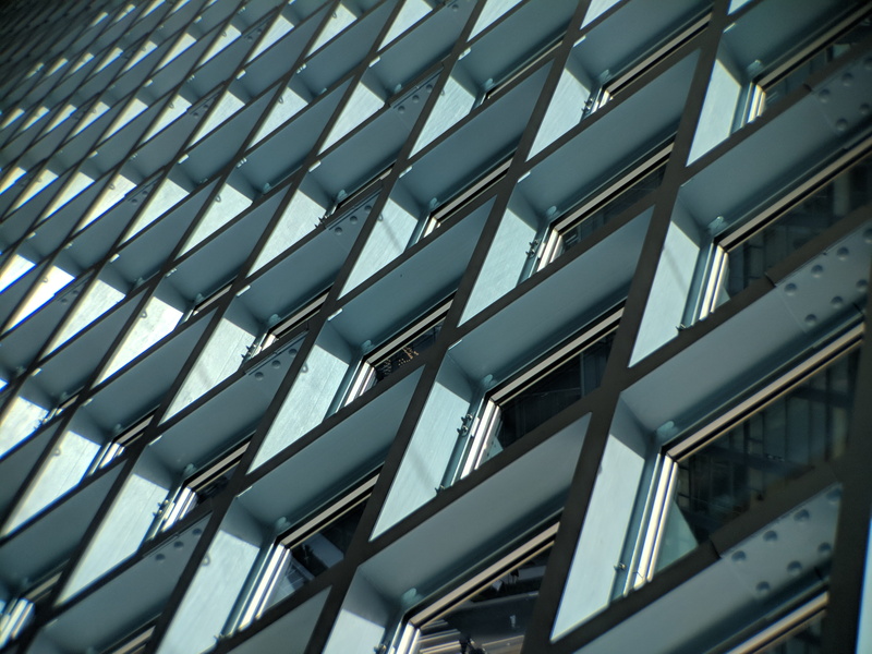 blinds, architecture, repetitive, urban, pattern, no people, directly below, seattle, low angle view, nature, modern, window, metal, building exterior