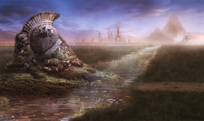 ground, the past, outdoor, painting, away, 4K, stock background, matte painting, representation, history, statue, no people, day, building exterior, nature