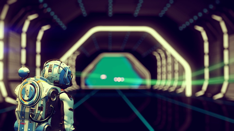 close-up, street, outdoors, sign, built structure, transportation, architecture, metal, security, No Mans Sky, 1080P, screen shot, lighting equipment