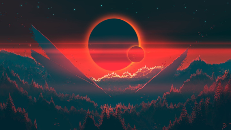 landscape, space art, sky, JoeyJazz, digital painting, nature, 2K