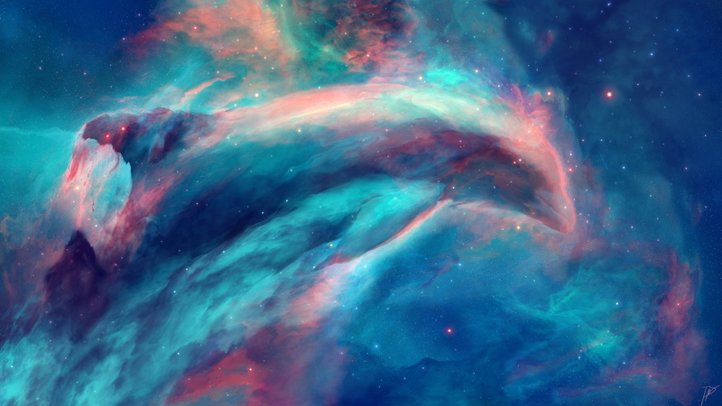 JoeyJazz, stars, 2K, abstract, nebula, space, space art, artwork, dolphin
